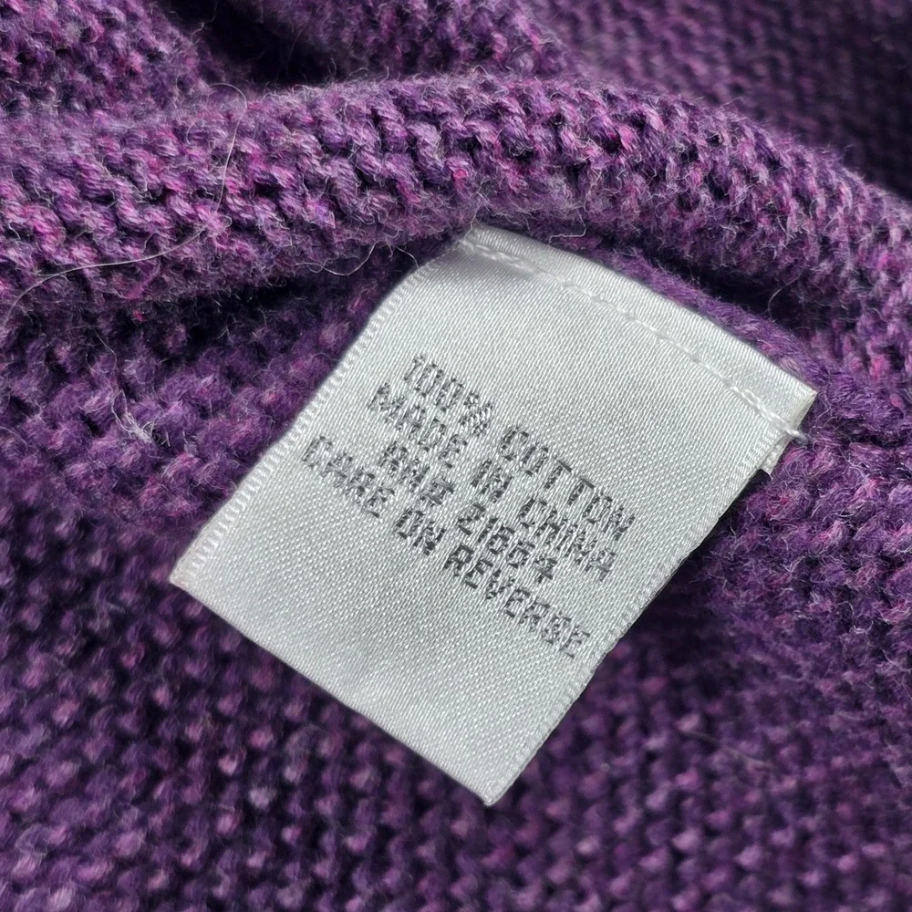 Foxcroft Cardigan Sweater Purple Tonal Design Knit 3/4 Sleeve Women's Small - Picture 5 of 11